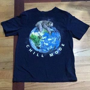 Kids navy blue chill mode T-shirt.